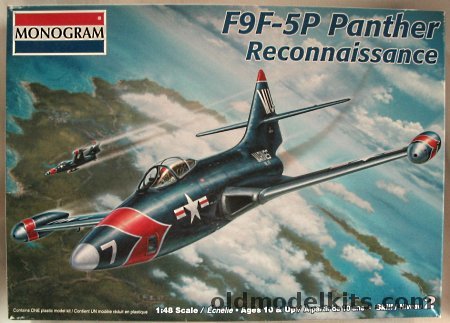 Monogram 1/48 Grumman F9F-5P Panther Reconnaissance - Marines VMJ-3 1954 or VMCJ-3 1946 - (F9F5P), 85-5497 plastic model kit
